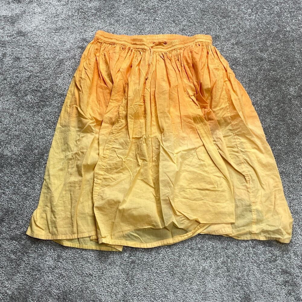 Color Code A Line Flare Skirt womens XL Yellow Orange Midi Stretch Ladies cotton
